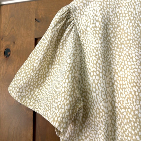 Nicole Miller Linen Mini Shift Dress Womens XXL Short Sleeve Beige Pebbled Print - Picture 4 of 7
